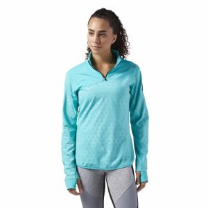 Reebok HEXAWARM Quarter Zip Jacke Damen - Türkis - DE 469-ZBW